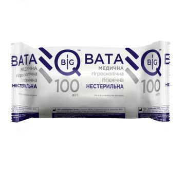 Вата медична гігієнічна нестерильна BigQ рулон, 100 г