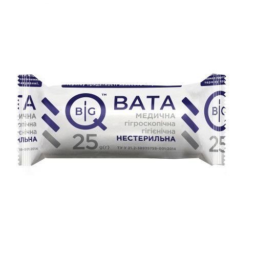 Вата медицинская гигиеническая нестерильная BigQ рулон, 25 г