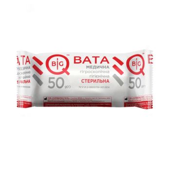 Вата медична гігієнічна стерильна BigQ рулон, 50 г
