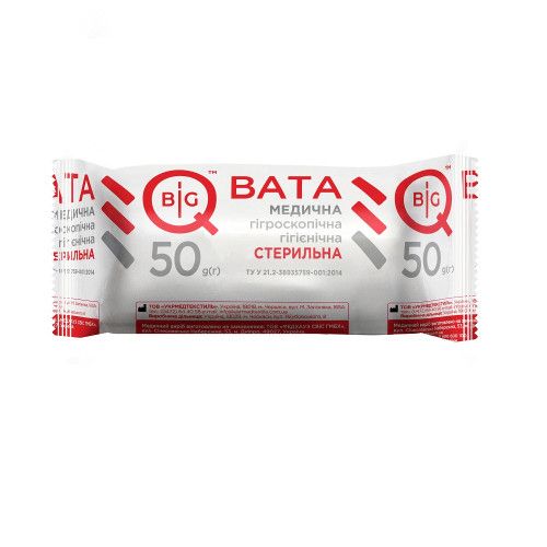 Вата медична гігієнічна стерильна BigQ рулон, 50 г
