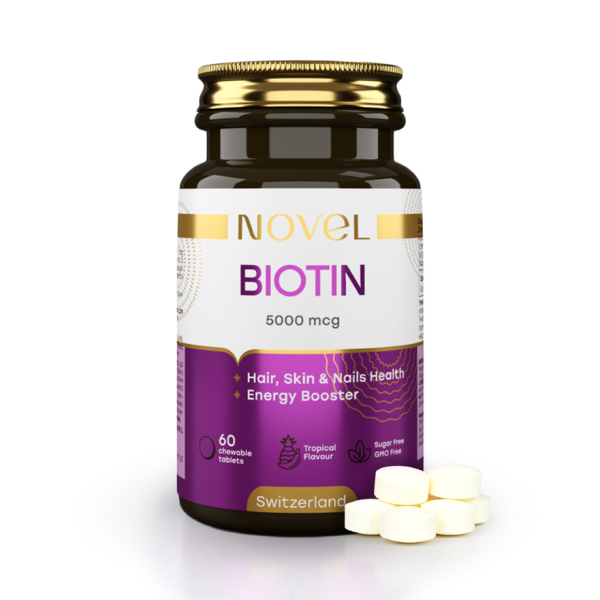 Вітаміни жувальні Біотин / Biotin 5000 мкг №60 NOVEL