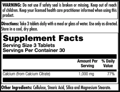 Calcium Citrate 1000mg - 90 таблеток