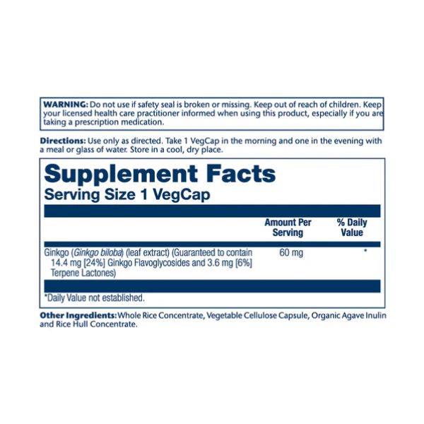 Ginkgo Biloba Leaf Extract 60mg - 60 капсул