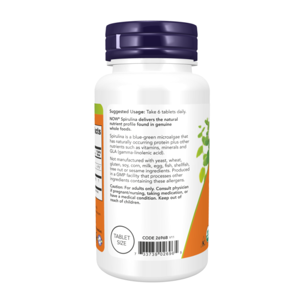 Сертифицированная органическая спирулина / Spirulina 500 мг NOW