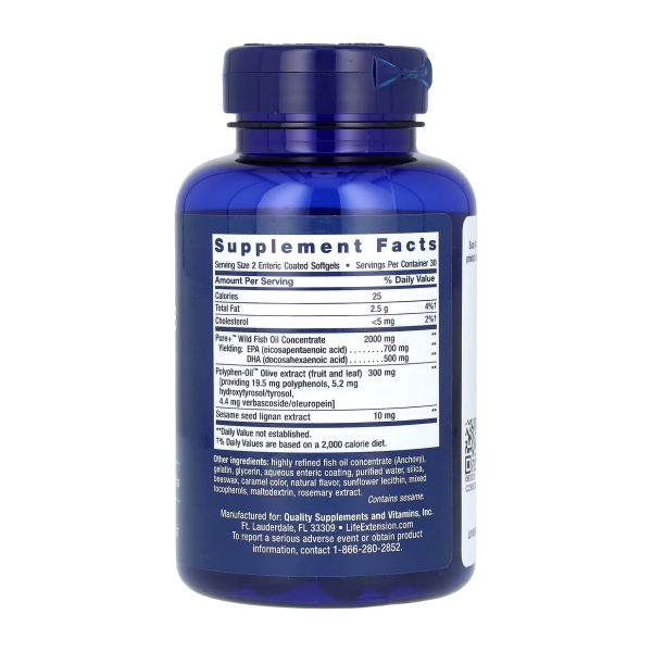 Super Omega-3 EPA/DHA Fish Oil Sesame Lignans & Olive Extract - 60 м’яких капсул