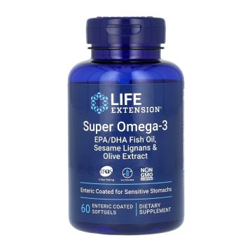 Super Omega-3 EPA/DHA Fish Oil Sesame Lignans & Olive Extract - 60 м’яких капсул