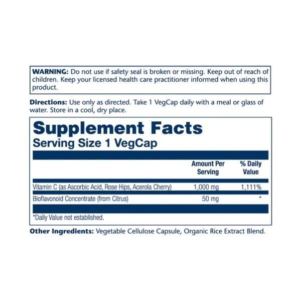 Vitamin C with Rose Hips, Acerola & Bioflavonoids 1000mg - 100 капсул