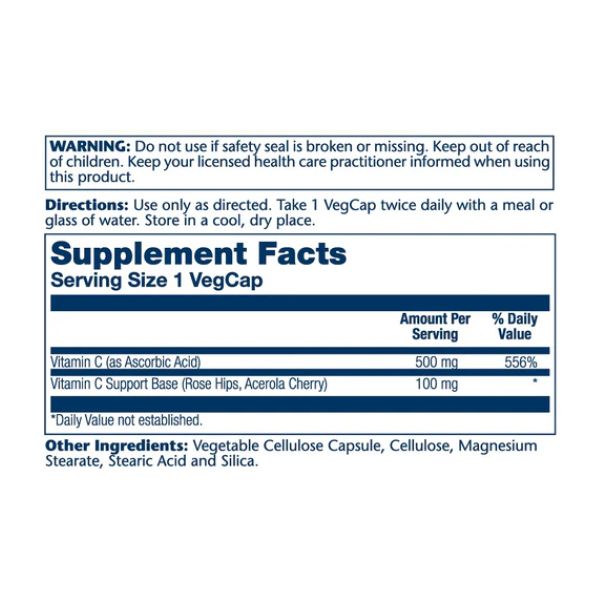 Vitamin C with Rose Hips & Acerola, Timed Release 500mg - 100 капсул