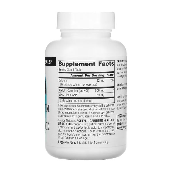 Acetyl L-Carnitine & Alpha-Lipoic Acid 650mg - 60 таблеток