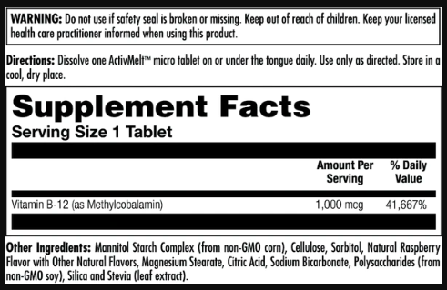 B12 Methylcobalamin Berry 1000mcg - 60 таблеток