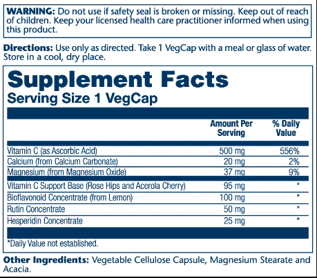 Vitamin C with Bioflavonoid Concentrate 500mg - 100 капсул