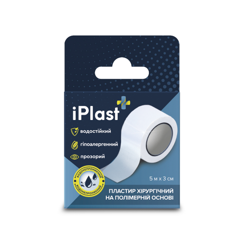 Пластир iPlast хірургічний на полімерній основі 5 м х 3 см