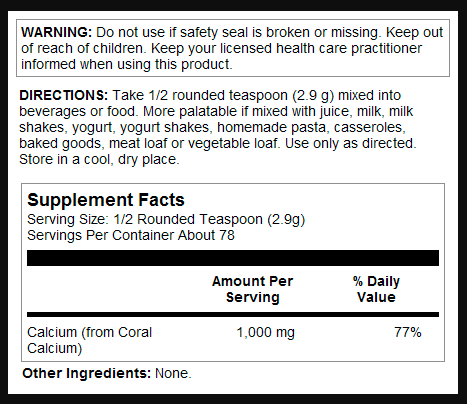 Coral Calcium Powder 1000mg - 237 мл.