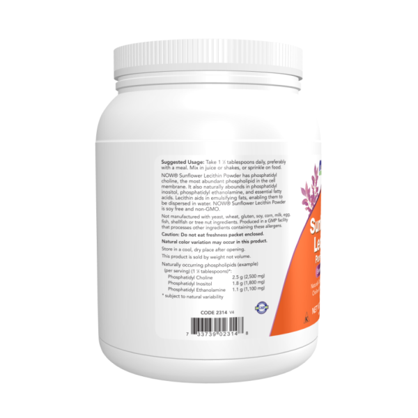 Лецітин соняшника порошок / Sunflower Lecithin 454 г NOW