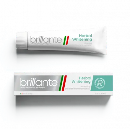 Зубна паста Brillante Herbal Whitening відбілююча анибактеріальна, 75 мл