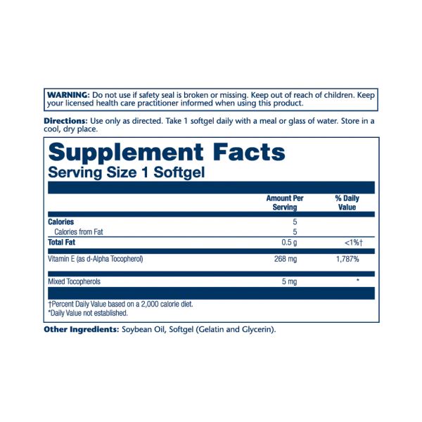 Vitamin E d-Alpha Tocopherol 268mg - 100 м’яких капсул